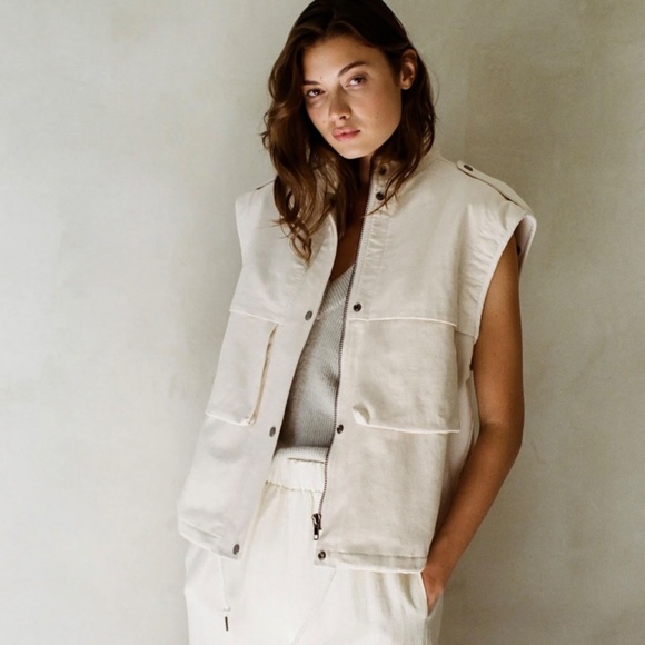 Denim Gia Utility Jacket - Oversized Vest With Detachable Arms Jacket - Picture 2 of 4